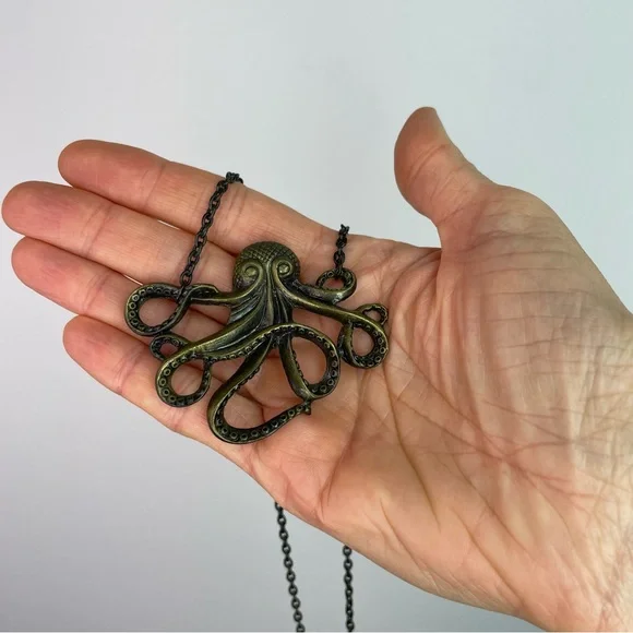Brass Octopus Chain Necklace - Picture 4 of 12